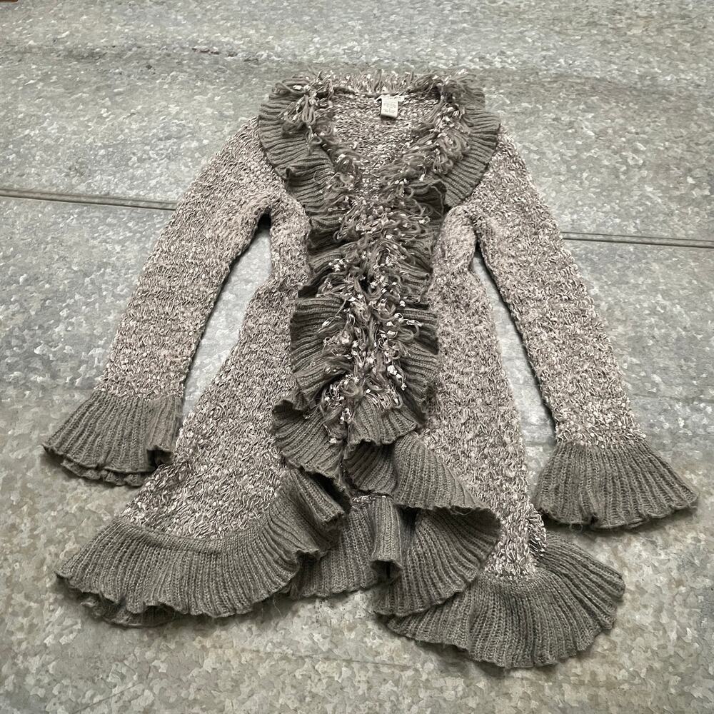 Vintage Y2K Ruffle Duster Cardigan Sweater Small Goth Fairy Steampunk Sisters
